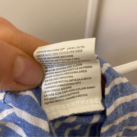 Voro Beve Girls blue striped Cold shoulder tie back 100% cotton blouse -7 - Picture 7 of 8